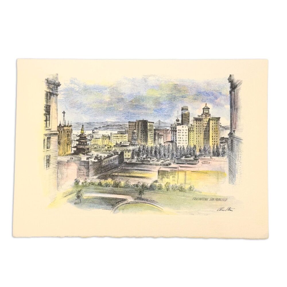 Vintage Alec Stern San Francisco Color Art Print Cityscape California 6x8